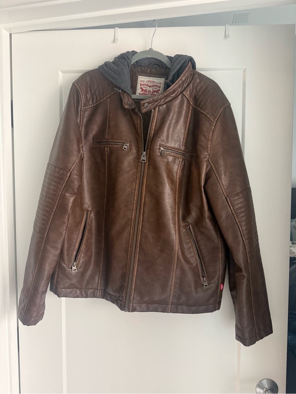 Levi's Brown Leather Hooded Jacket